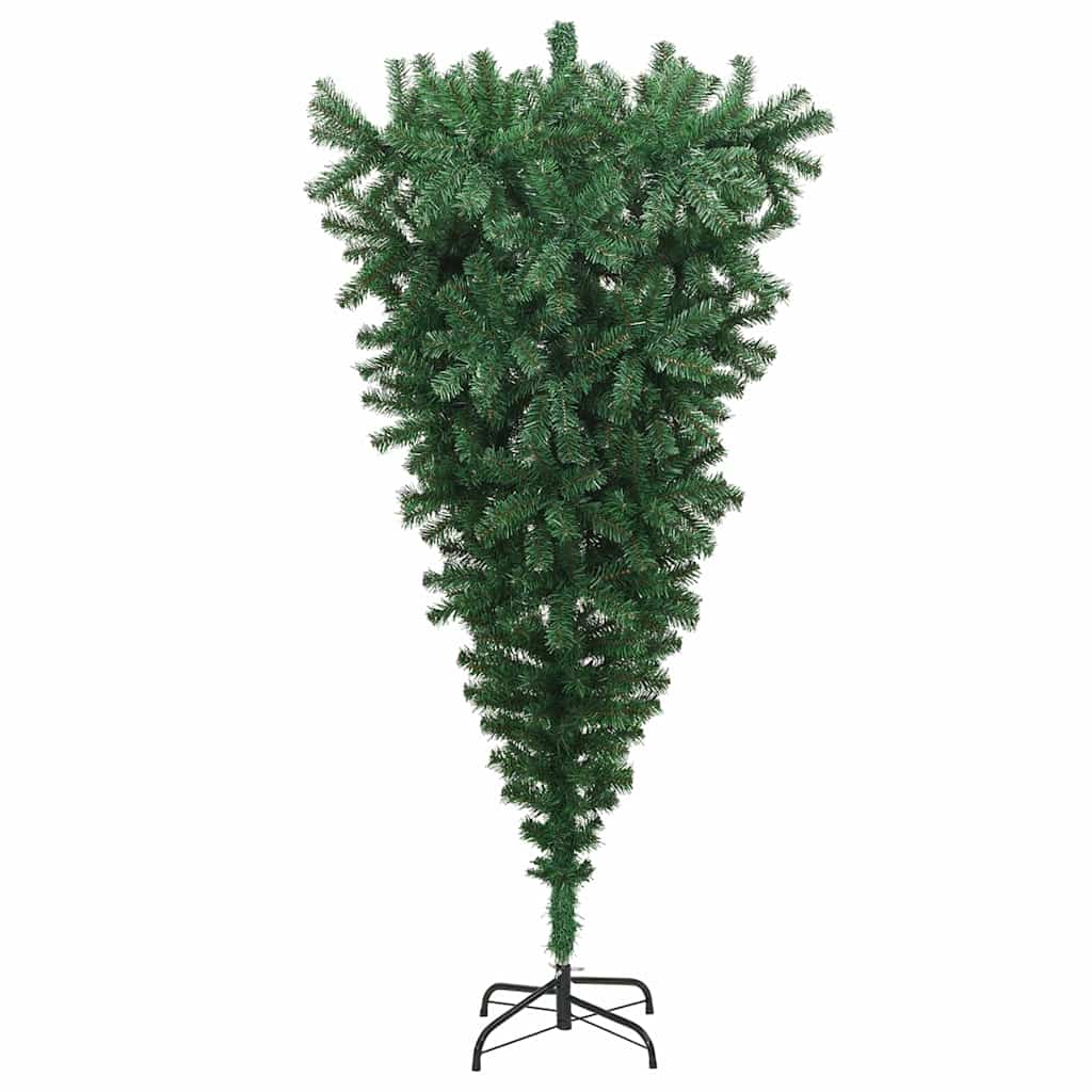 Upside-down Artificial Pre-lit Christmas Tree with Ball Set PVC Width 210 cm with 120 red balls