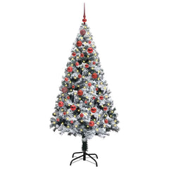 Artificial Christmas Tree White 150 cm Width 150 cm with 61 red balls