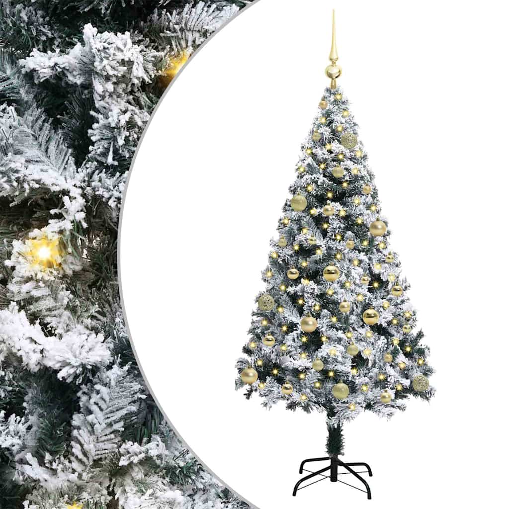 vidaXL Artificial Christmas Tree with 150 LEDs with Stand White 150 cm 2