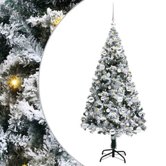 vidaXL Artificial Christmas Tree with 150 LEDs with Stand White 150 cm 2