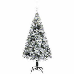 vidaXL Artificial Christmas Tree with 150 LEDs with Stand White 150 cm 3