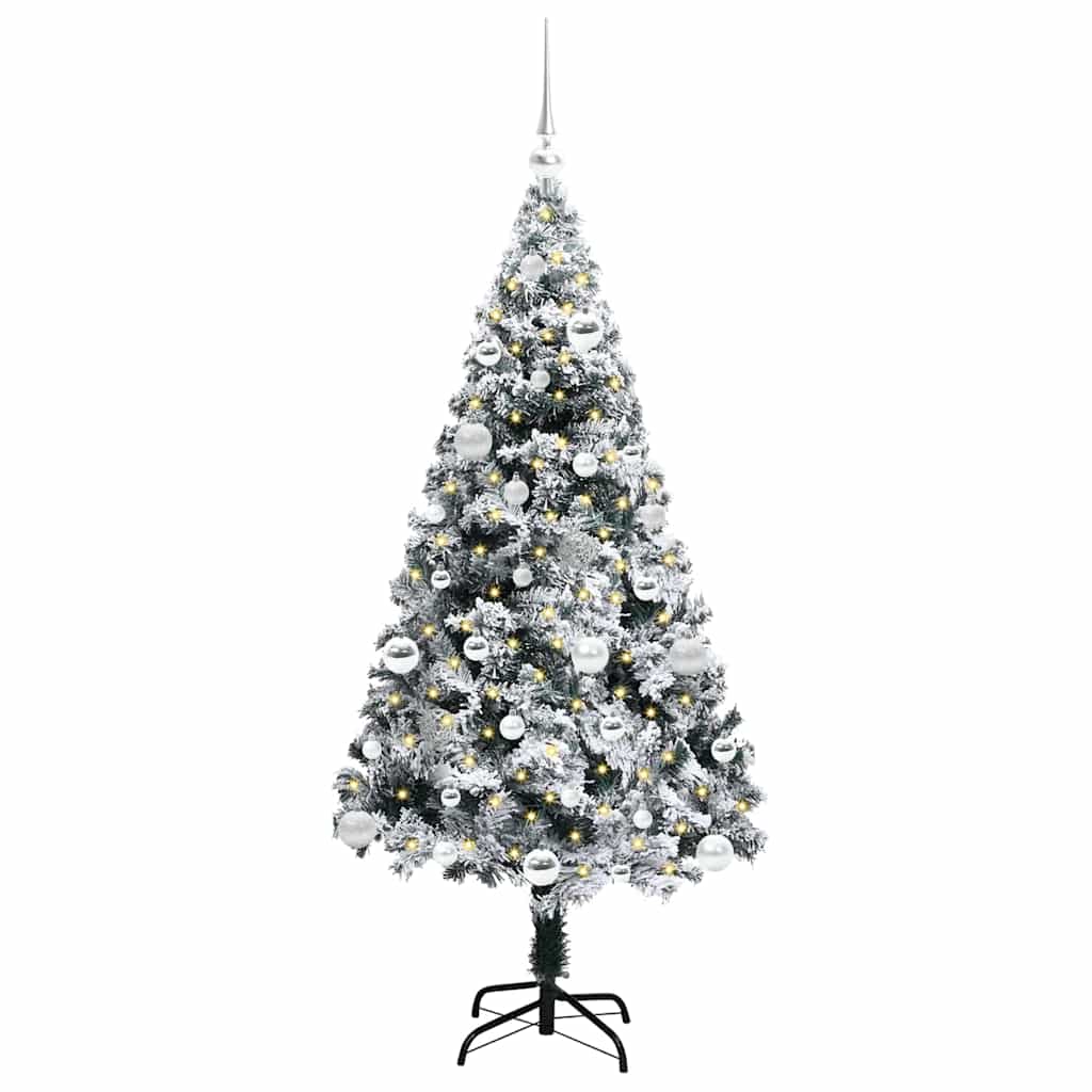 Artificial Christmas Tree White 150 cm Width 150 cm with 61 silver balls