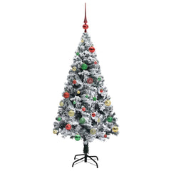vidaXL Artificial Christmas Tree with 150 LEDs with Stand White 150 cm 6