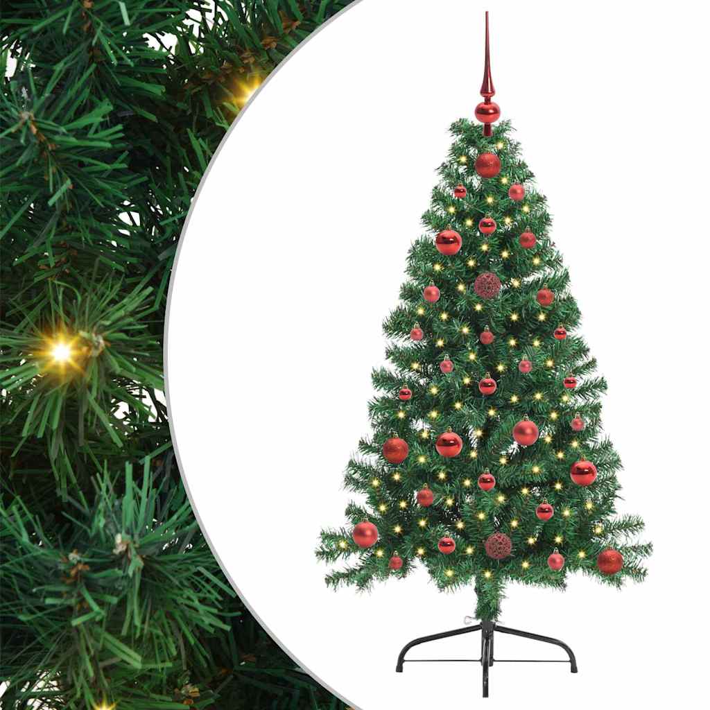 vidaXL Artificial Pre-lit Christmas Tree Green 120 cm PVC 2