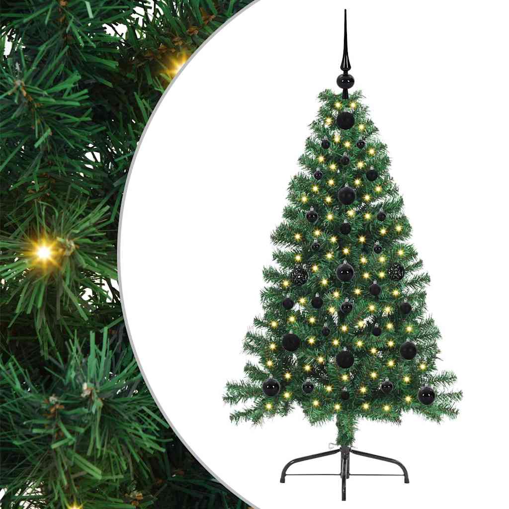 vidaXL Artificial Pre-lit Christmas Tree Green 120 cm PVC 2