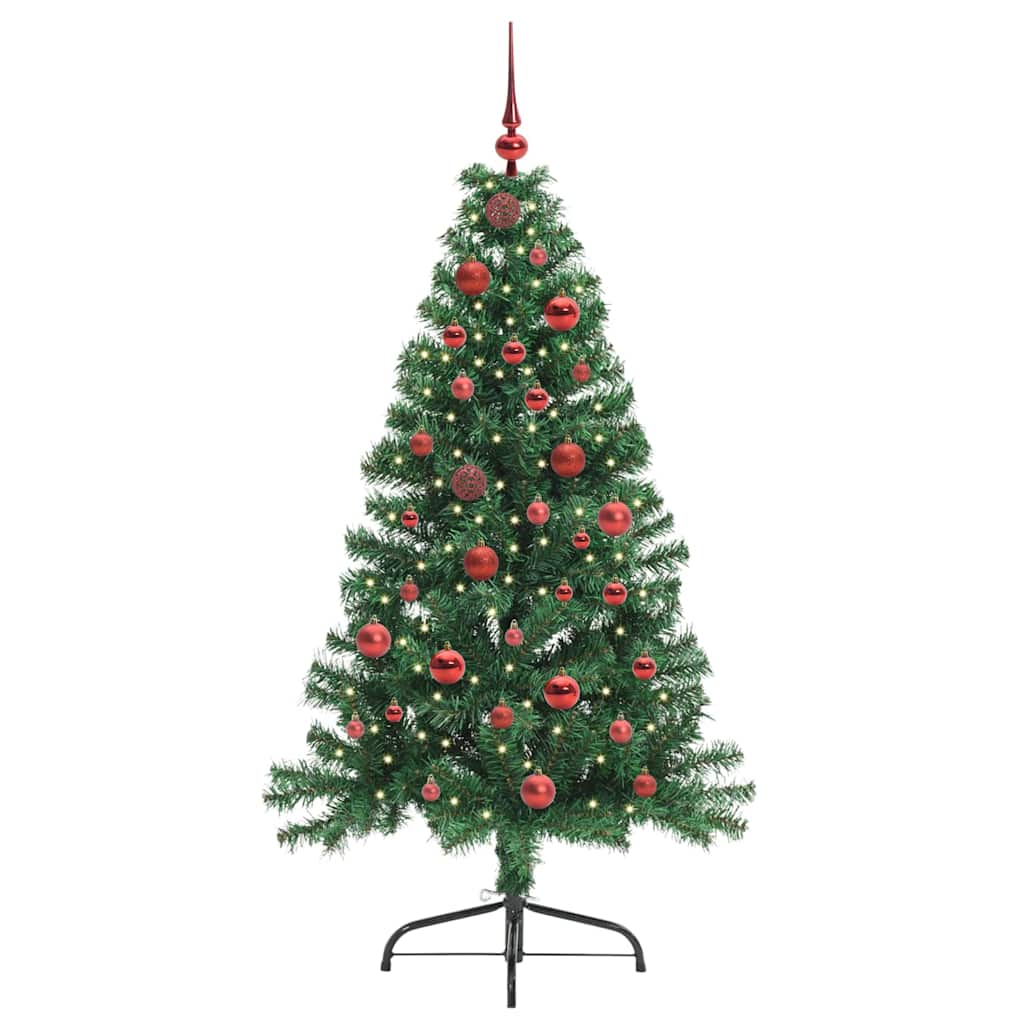 vidaXL Artificial Pre-lit Christmas Tree Green 150 cm PVC 3
