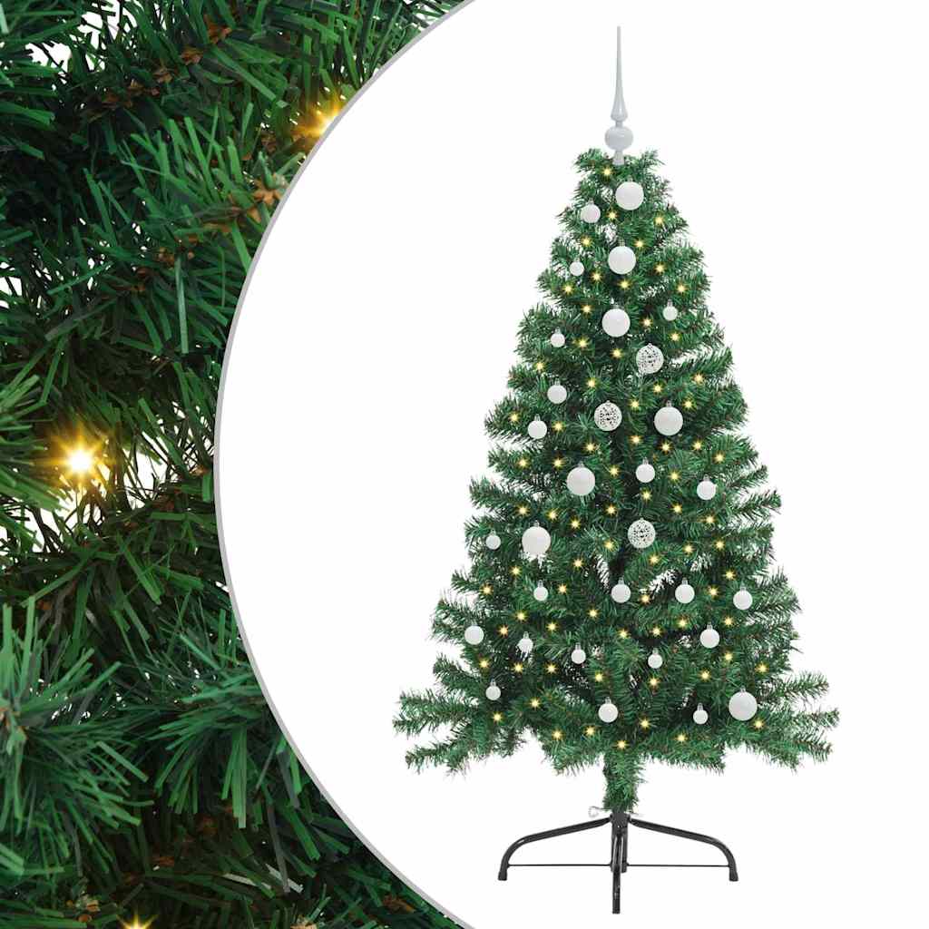 vidaXL Artificial Pre-lit Christmas Tree Green 150 cm PVC 2