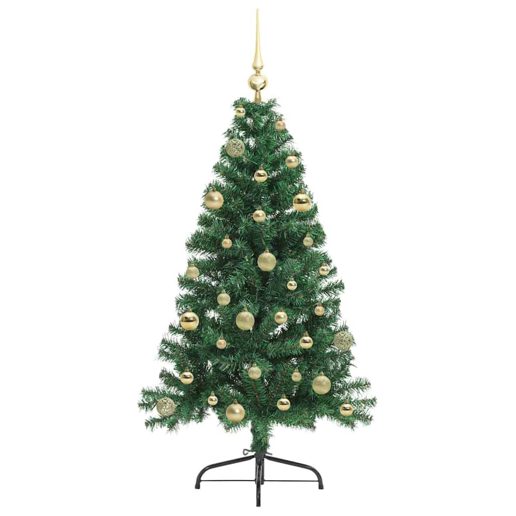 vidaXL Artificial Pre-lit Christmas Tree Green 150 cm PVC 4