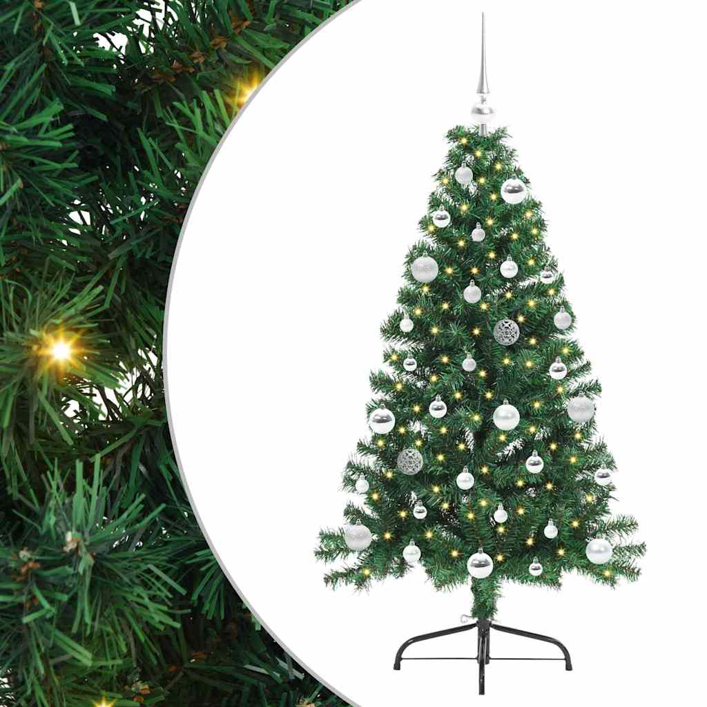 vidaXL Artificial Pre-lit Christmas Tree Green 150 cm PVC 2