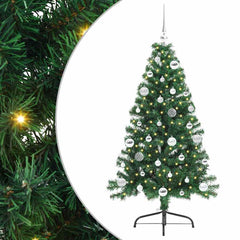vidaXL Artificial Pre-lit Christmas Tree Green 150 cm PVC 2