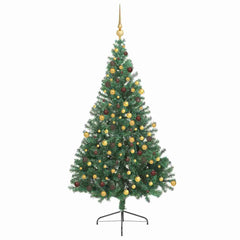 vidaXL Artificial Pre-lit Christmas Tree Green 180 cm PVC 3