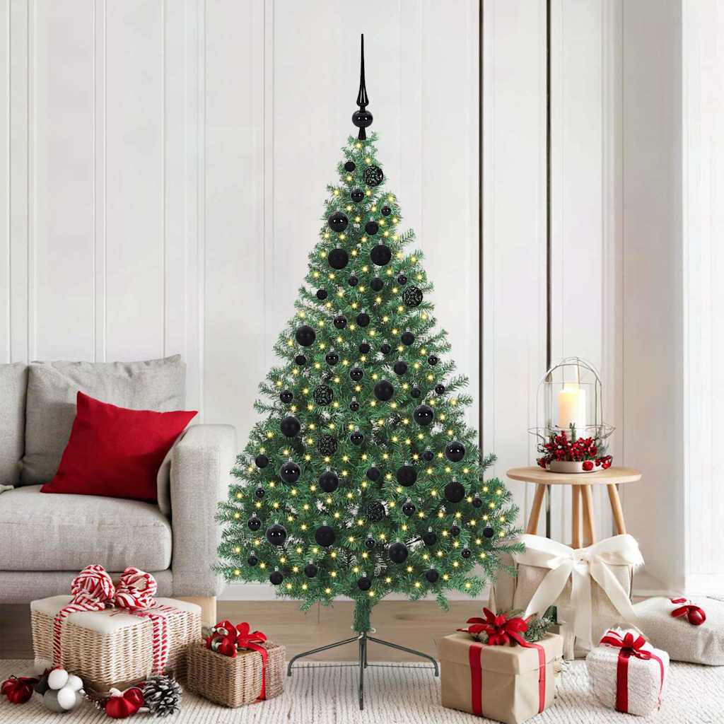 vidaXL Artificial Pre-lit Christmas Tree Green 180 cm PVC 1