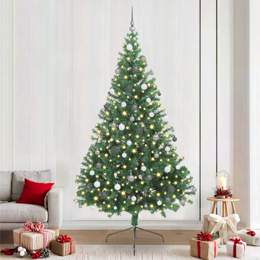 vidaXL Artificial Pre-lit Christmas Tree PVC 240 cm Green