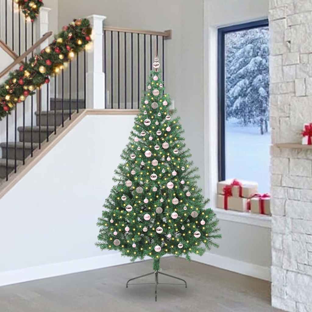 vidaXL Artificial Pre-lit Christmas Tree PVC 240 cm Green