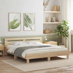 Bed Frame with LED without Mattress Sonoma Oak King