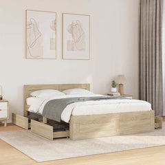 Bed Frame with Headboard without Mattress Sonoma Oak Full