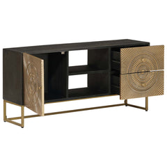 vidaXL TV Cabinet with Drawer with Shelf Brass 105 x 30 x 50 cm 2