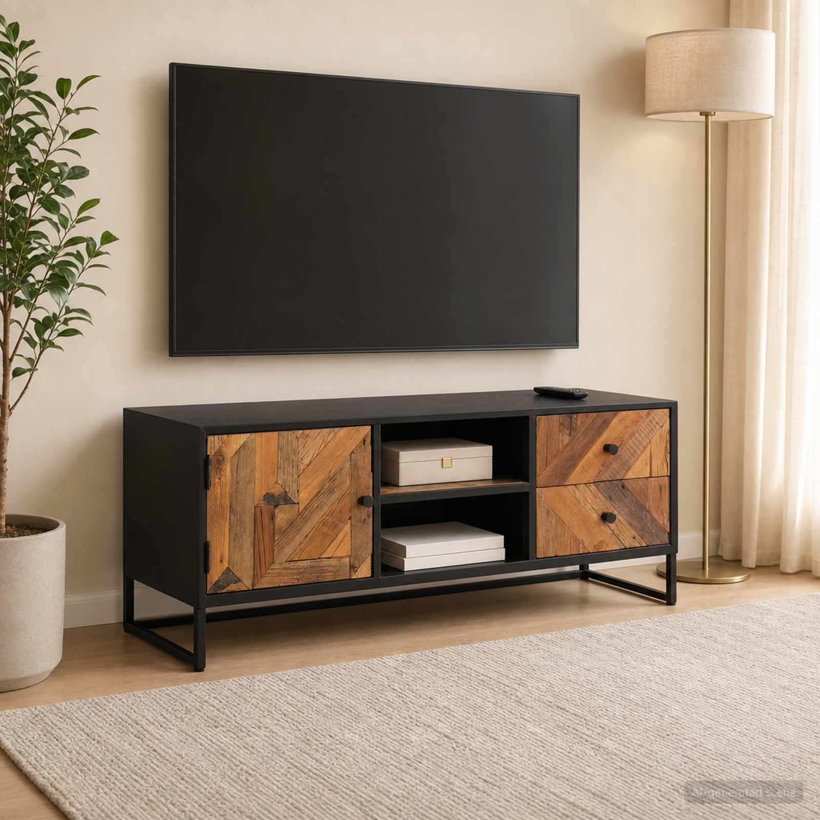vidaXL TV Cabinet with Drawer with Storage with Door 105 x 30 x 40 cm 1
