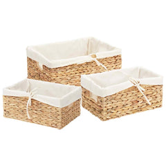vidaXL Storage Baskets 3 pcs Water Hyacinth 40 x 30 x 18 cm Natural 2