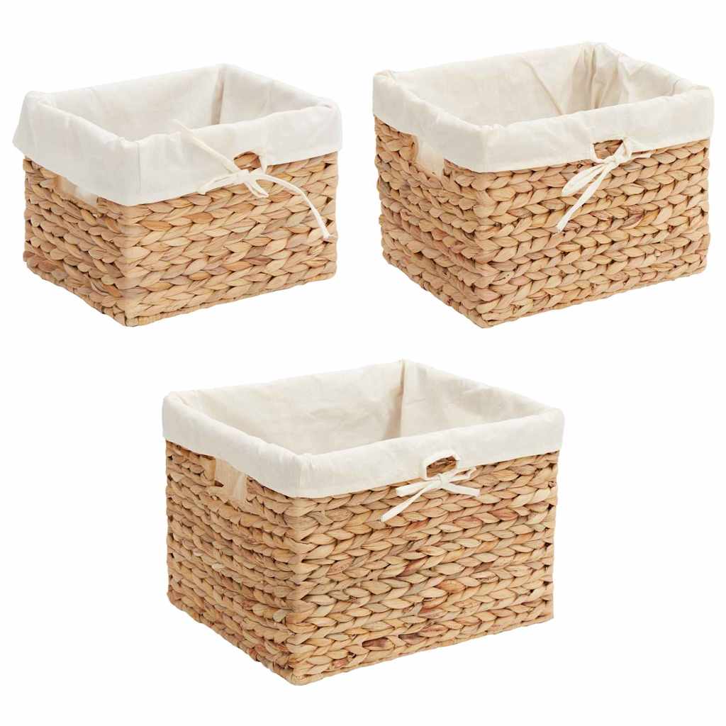 vidaXL Storage Baskets 3 pcs Water Hyacinth 35 x 30 x 25 cm Natural 5