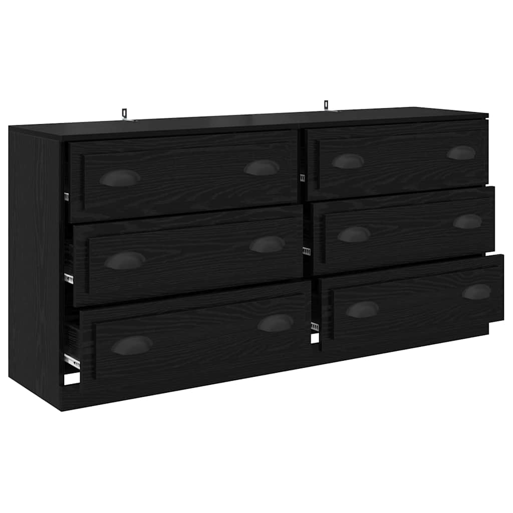 Sideboards 2 pcs Engineered Wood Black oak