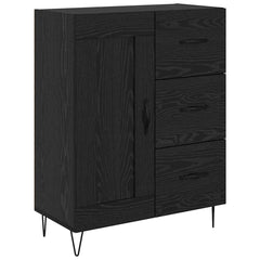 Highboard 69.5x34x180 cm Engineered Wood 1 Wood Door 3 Drawers Black oak