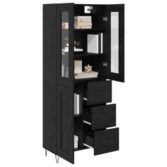 Highboard 69.5x34x180 cm Engineered Wood 1 Wood Door 3 Drawers Black oak