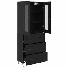 Highboard 69.5x34x180 cm Engineered Wood 3 Drawers Black oak