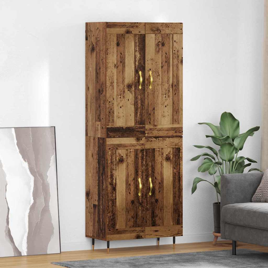 Highboard 69.5x34x180 cm Engineered Wood 2 Wood Doors Old wood