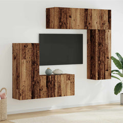 5 Piece TV Wall Units Engineered Wood Old wood