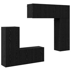 5 Piece TV Wall Units Engineered Wood Black oak