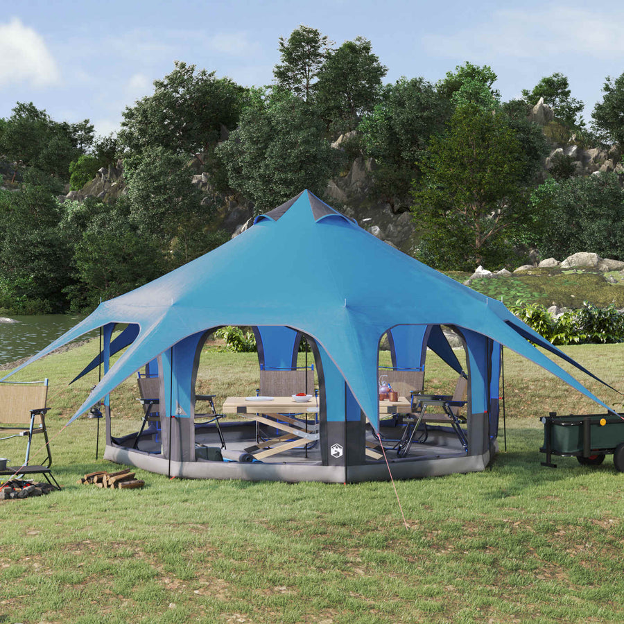 Family Tent 185T Polyester with PU Coating Blue 5-Person