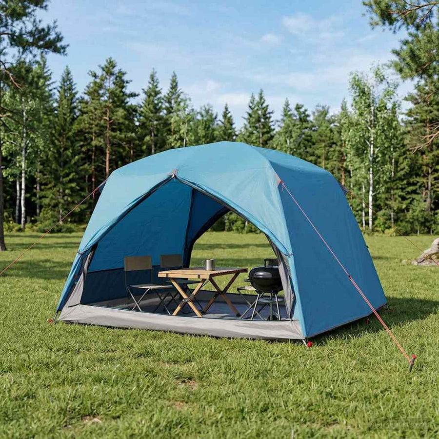 Backpacking Tent 185T Polyester with PU Coating Blue 2-Person