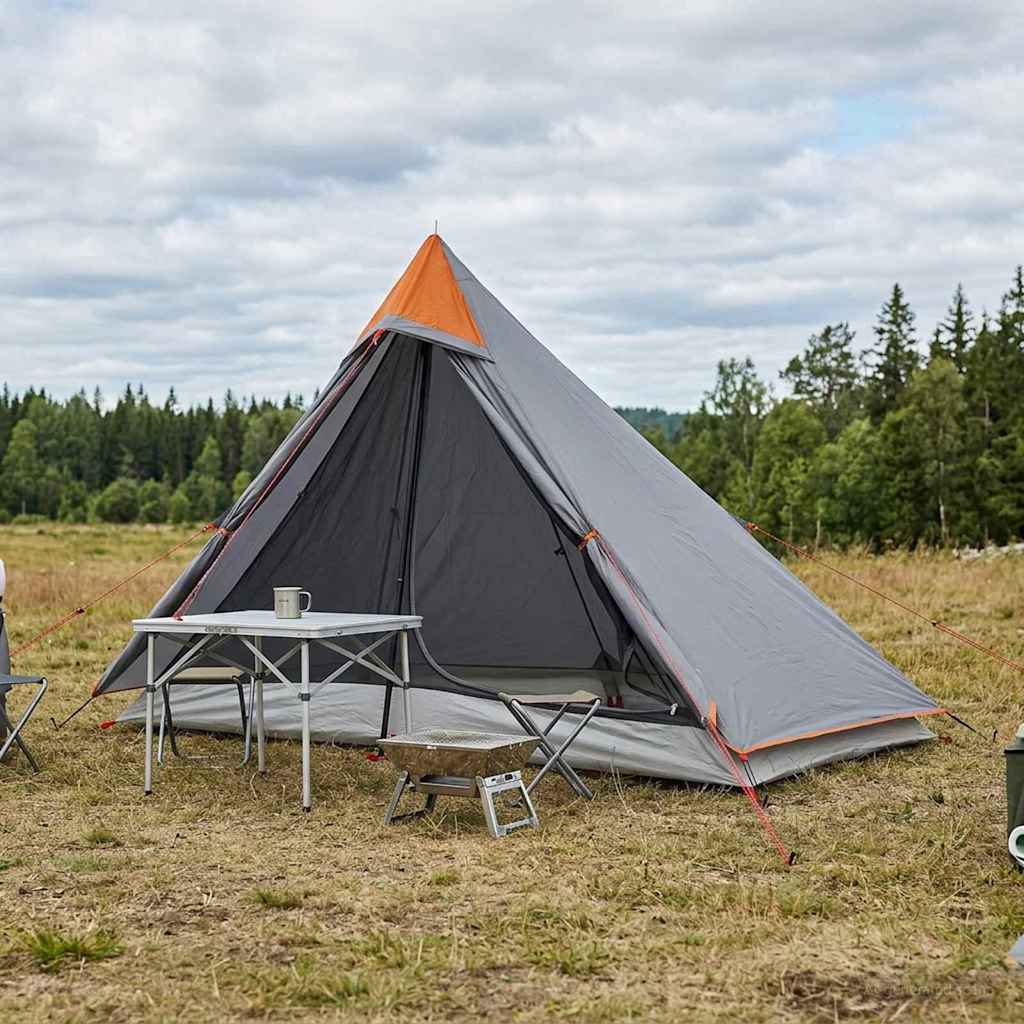 vidaXL Backpacking Tent 222 x 85 x 125 cm Grey and Orange 1