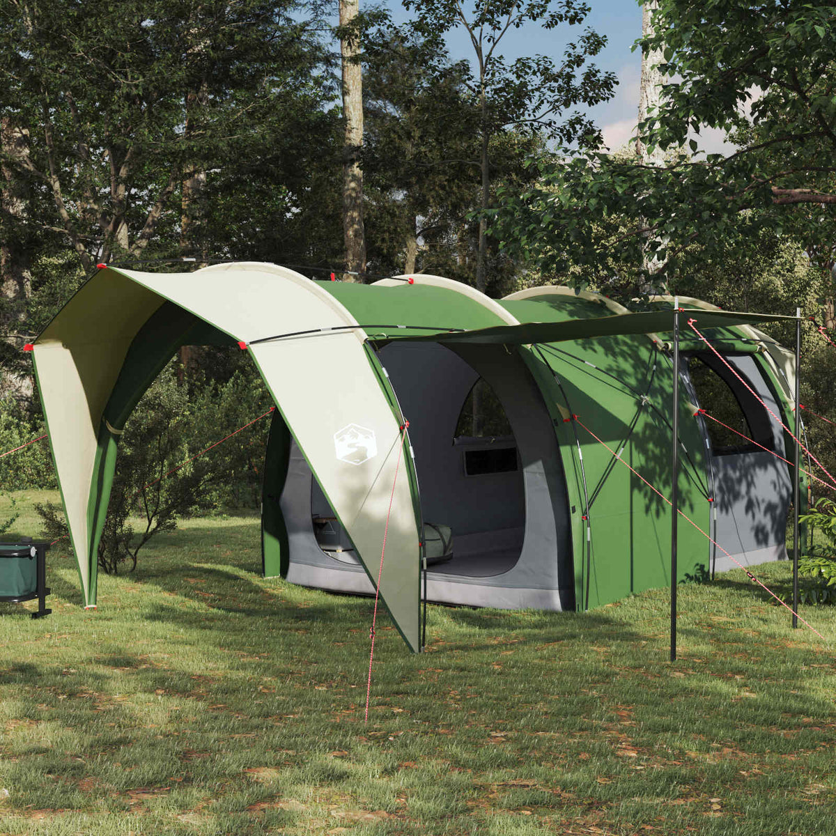 Tunnel Tent 185T Polyester with PU Coating Green 6-Person