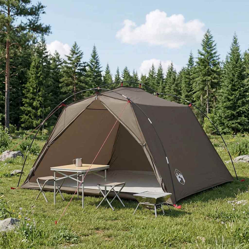 Tunnel Tent 185T Polyester with PU Coating Brown and grey