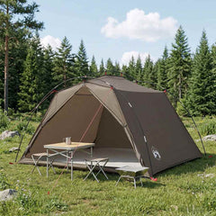Tunnel Tent 185T Polyester with PU Coating Brown and grey