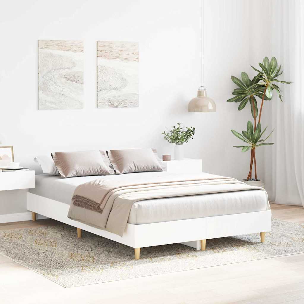 Bed Frame No Mattress Engineered Wood White Full