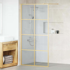 Walk-in Shower Wall Clear ESG Glass Transparent Gold 100 x 195 cm