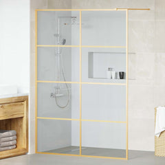Walk-in Shower Wall Clear ESG Glass Transparent Gold 140 x 195 cm