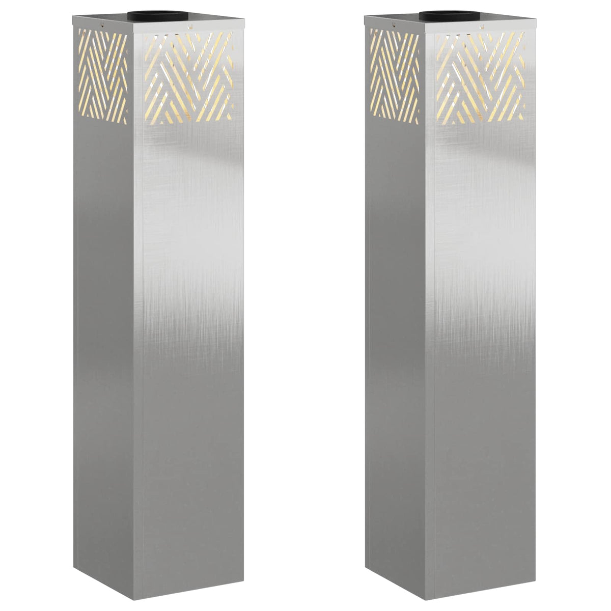 Solar LED Pathway Light 2 pcs Warm White Stainless steel 18 x 18 x 80 cm