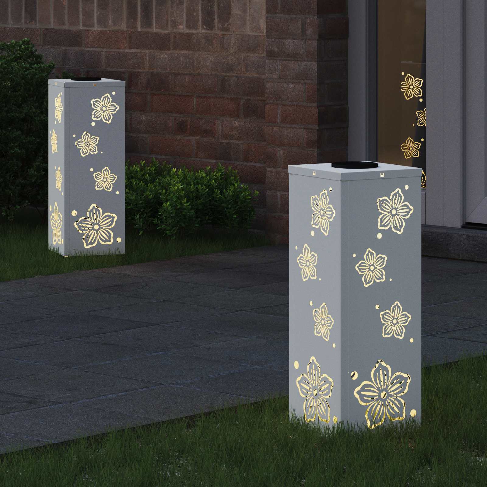 vidaXL Solar LED Pathway Light 2 pcs Warm White 18 x 18 x 50 cm 3