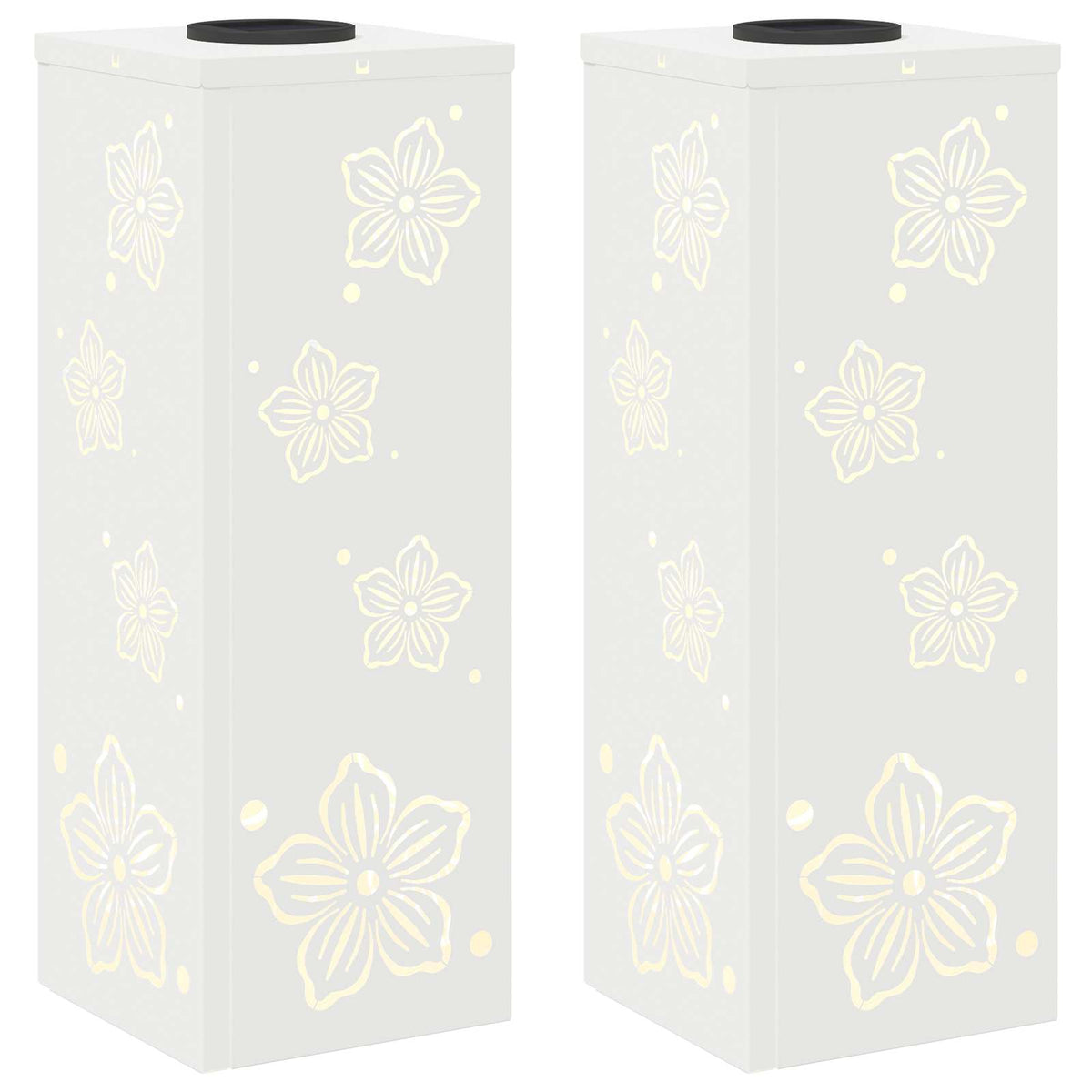 Solar LED Pathway Light 2 pcs Warm White 18 x 18 x 50 cm Five-petal blossom White