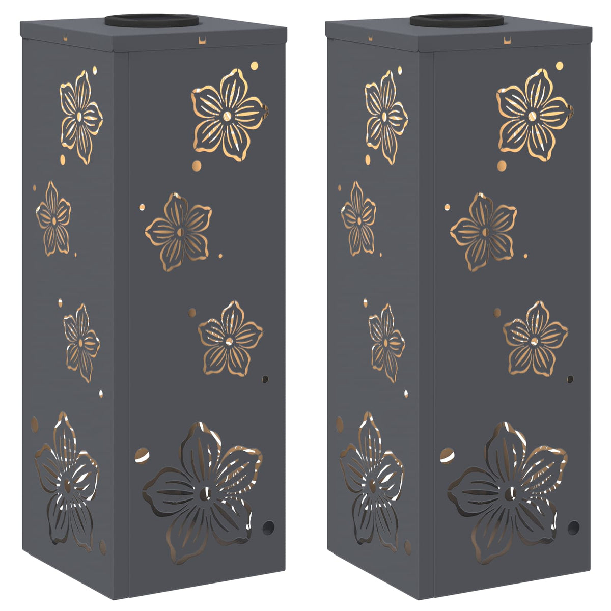 Solar LED Pathway Light 2 pcs Warm White 18 x 18 x 50 cm Five-petal blossom Anthracite