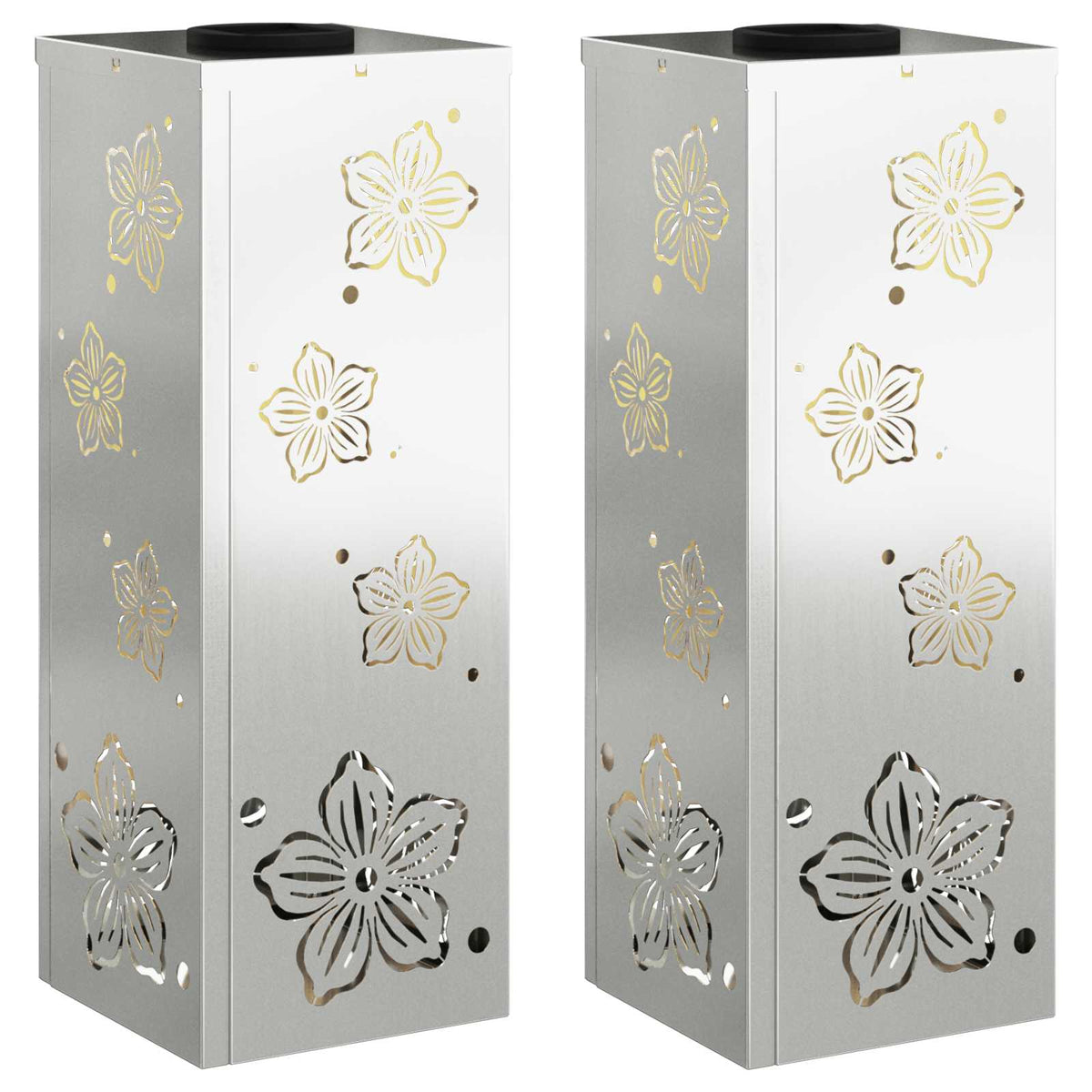 Solar LED Pathway Light 2 pcs Warm White 18 x 18 x 50 cm Five-petal blossom Galvanized steel
