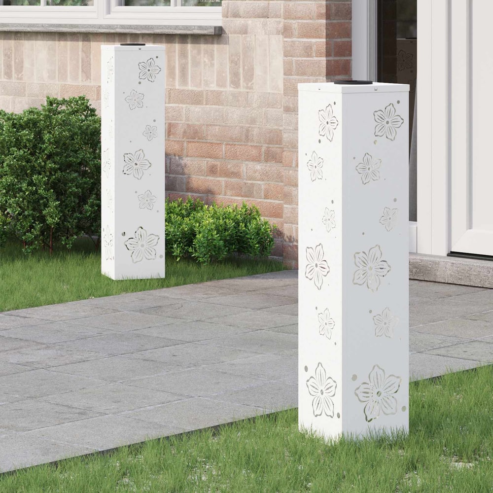 Solar LED Pathway Light 2 pcs Warm White 18 x 18 x 80 cm Five-petal Blossom White