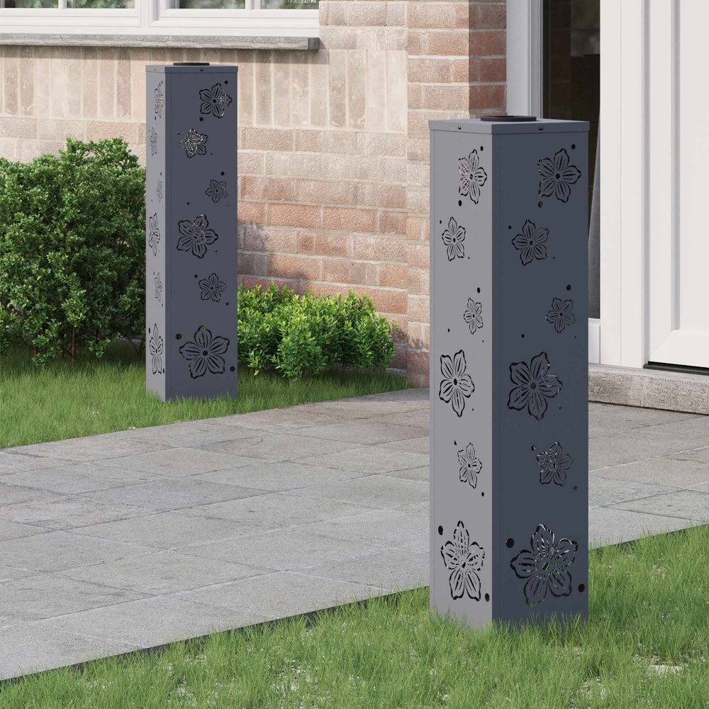 Solar LED Pathway Light 2 pcs Warm White 18 x 18 x 80 cm Five-petal Blossom Anthracite