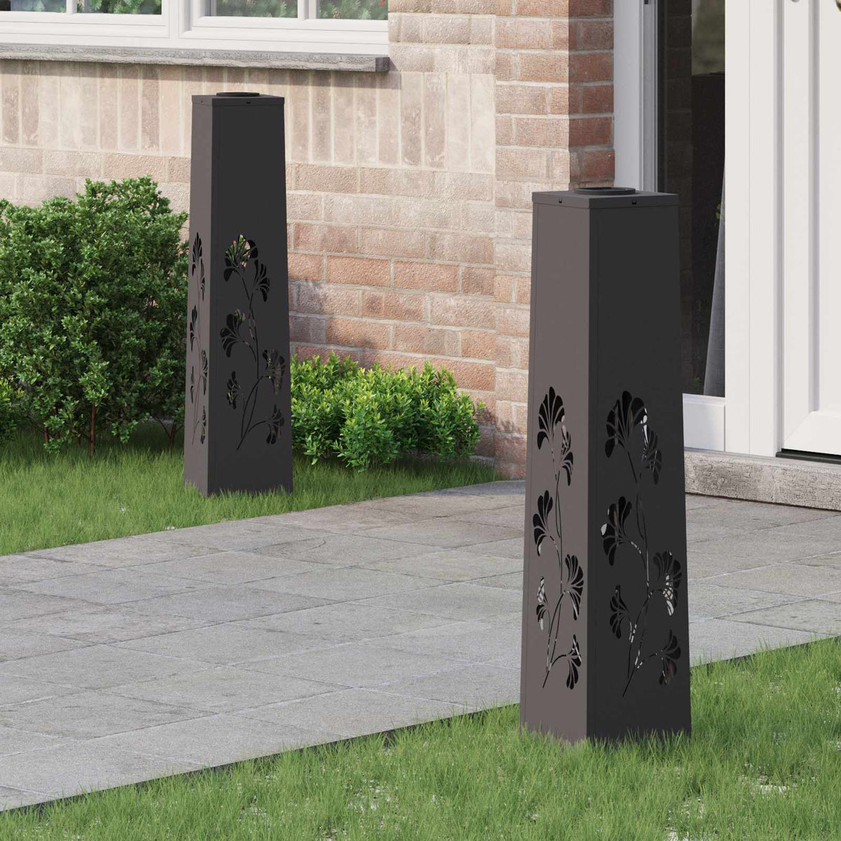 Solar LED Pathway Light 2 pcs Warm White 18 x 18 x 80 cm Branch pattern Black