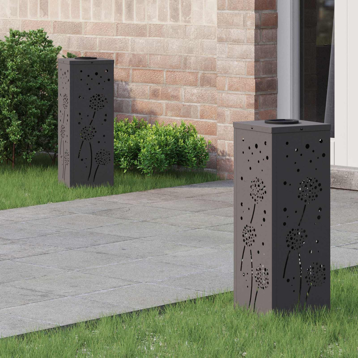 vidaXL Solar LED Pathway Light 2 pcs Warm White 18 x 18 x 50 cm Dandelion Pattern