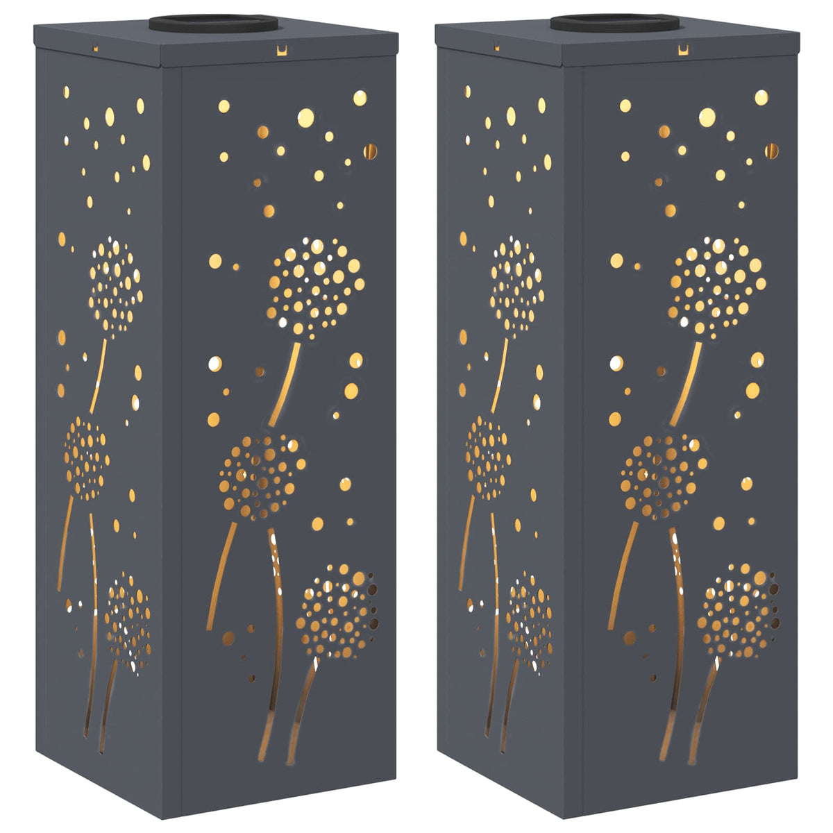 Solar LED Pathway Light 2 pcs Warm White 18 x 18 x 50 cm Dandelion pattern Anthracite